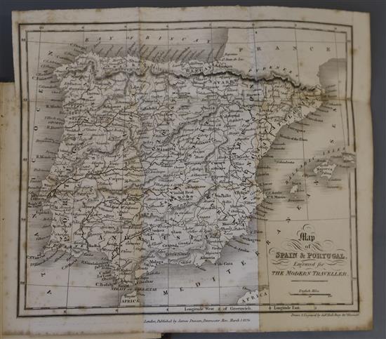 Conder, Josiah - A Popular Description of Spain and Portugal, 2 vols, 16mo, cloth, with folding map and 7